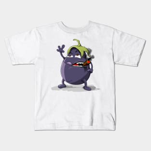 Smokin Eggplant - Funny Cartoons Kids T-Shirt